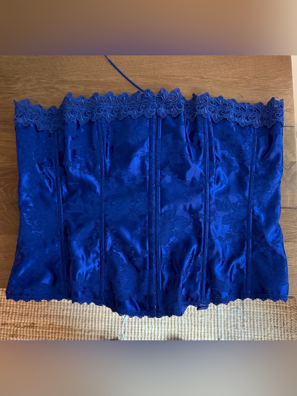Frederick's of Hollywood Royal Blue Satin Lace Corset